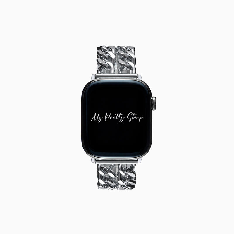 Double Chain Apple Watch Strap – Silver Gem